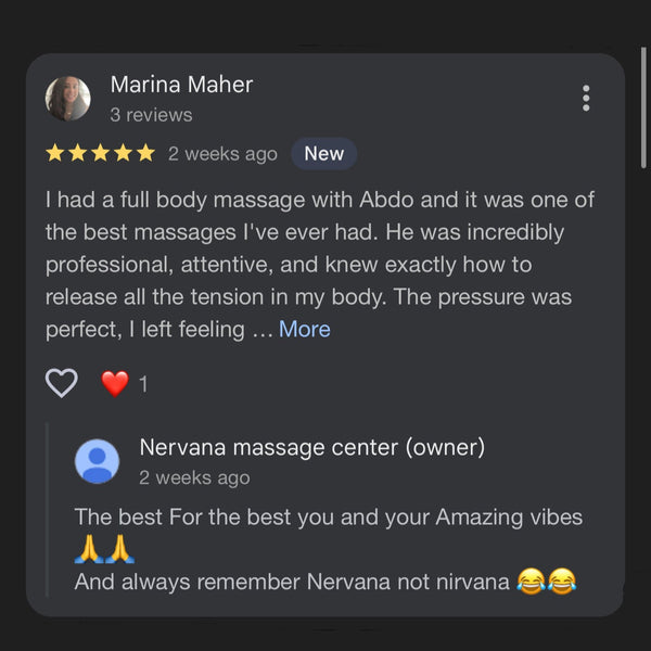 Reviews of Nervana massage center on a platform with user interactions.